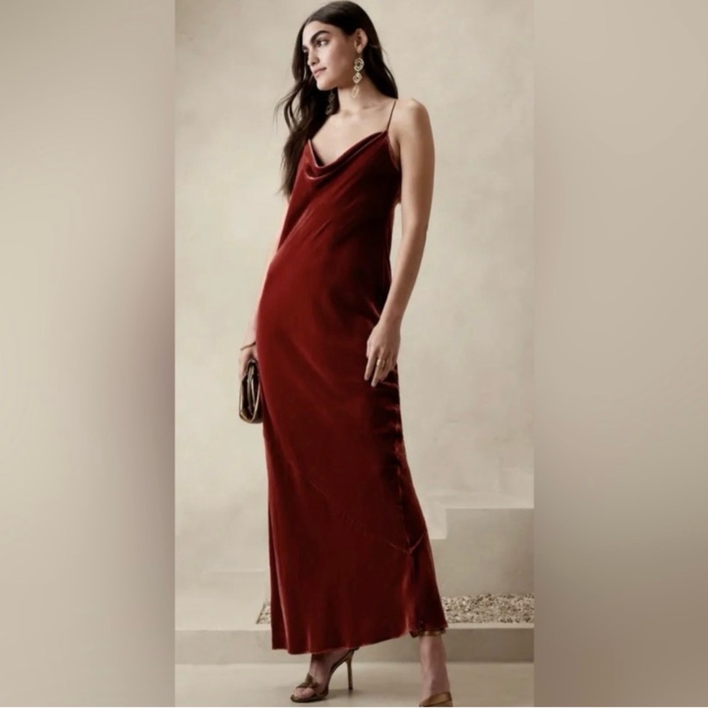Banana Republic Wine Velour Long Evening Gown small